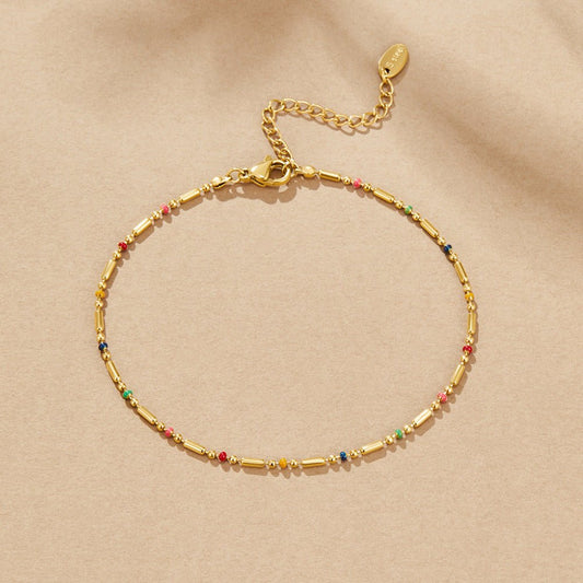 Regnbue Perle Anklet