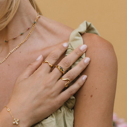 18K Guld Bølge Ring
