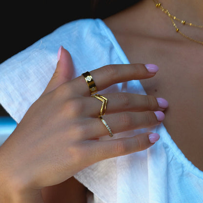 Guld Krystal Kløver Ring