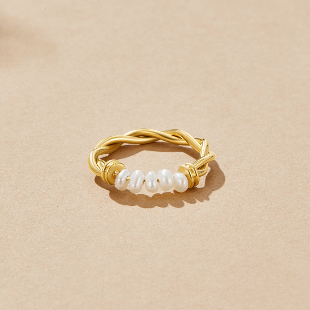 Twisted Classic Ferskvandsperle Ring