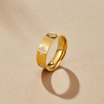 Guld Krystal Kløver Ring