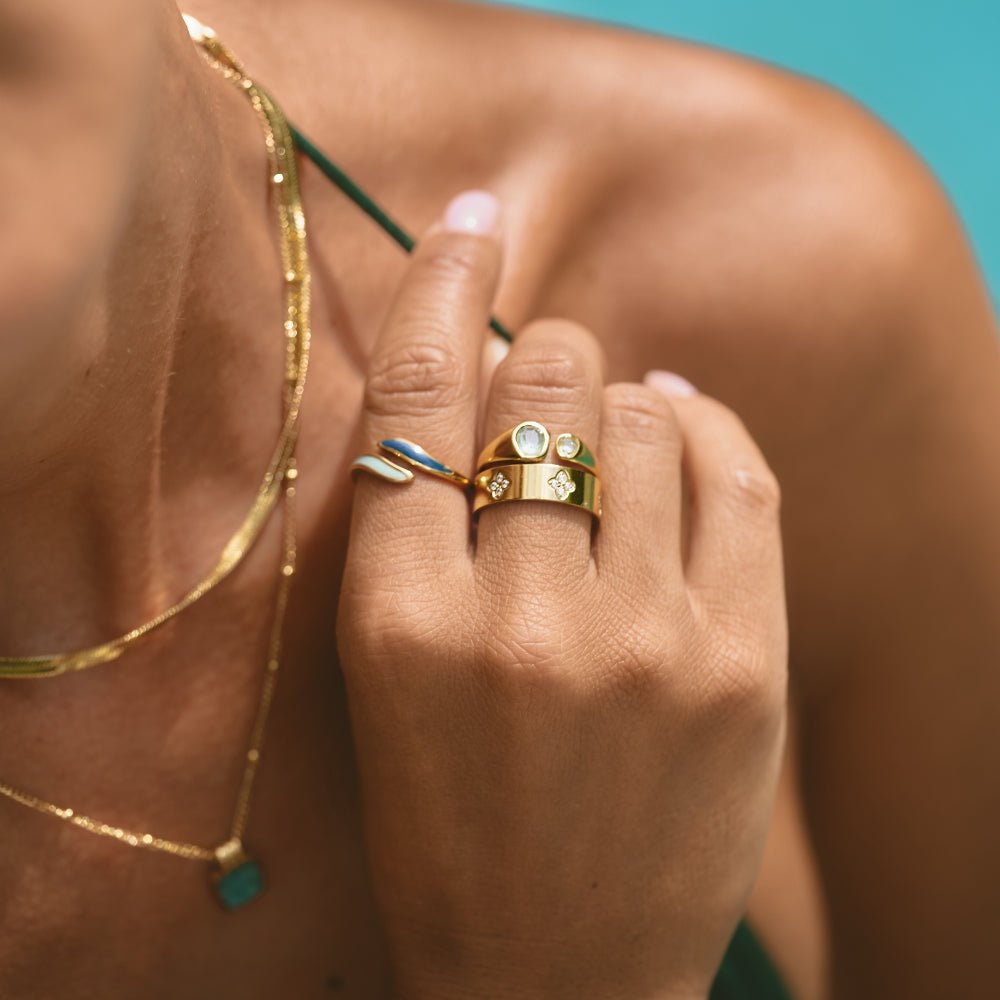 Guld Krystal Kløver Ring