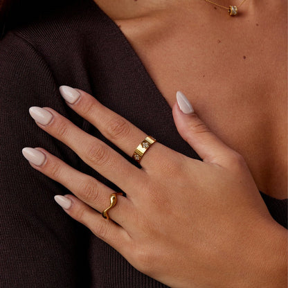 Guld Krystal Kløver Ring