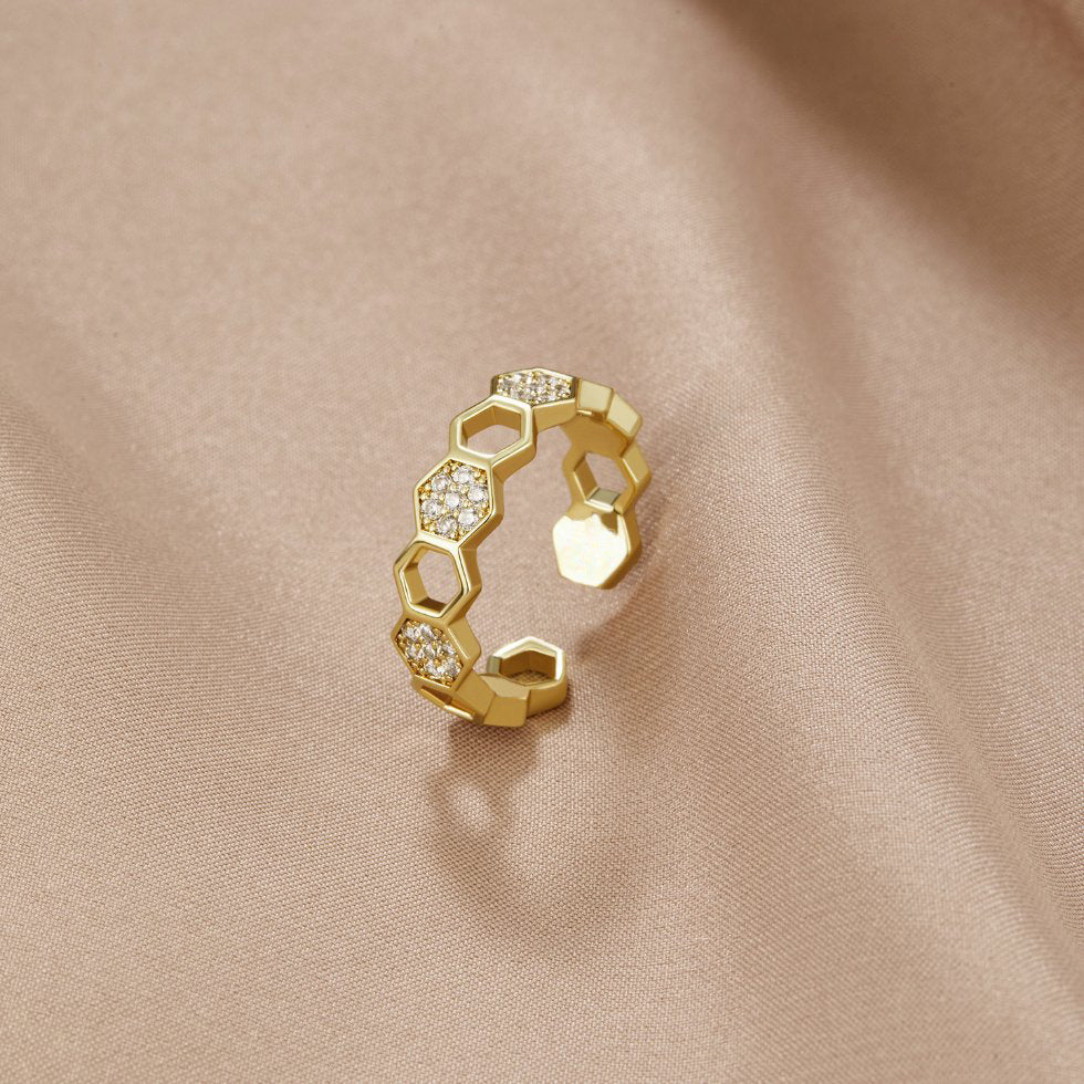 Guld & Krystal Honningkage Ring