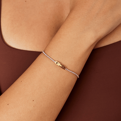 Kiera Gold Pink Crystal Armbånd