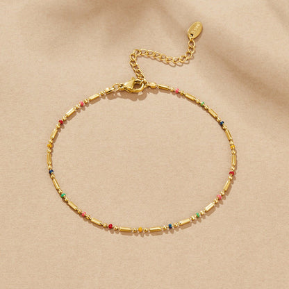 Regnbue Perle Anklet